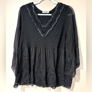 Via Vitale made in italy fairygrunge flare sleeve boho gothic gypsy flowy blouse